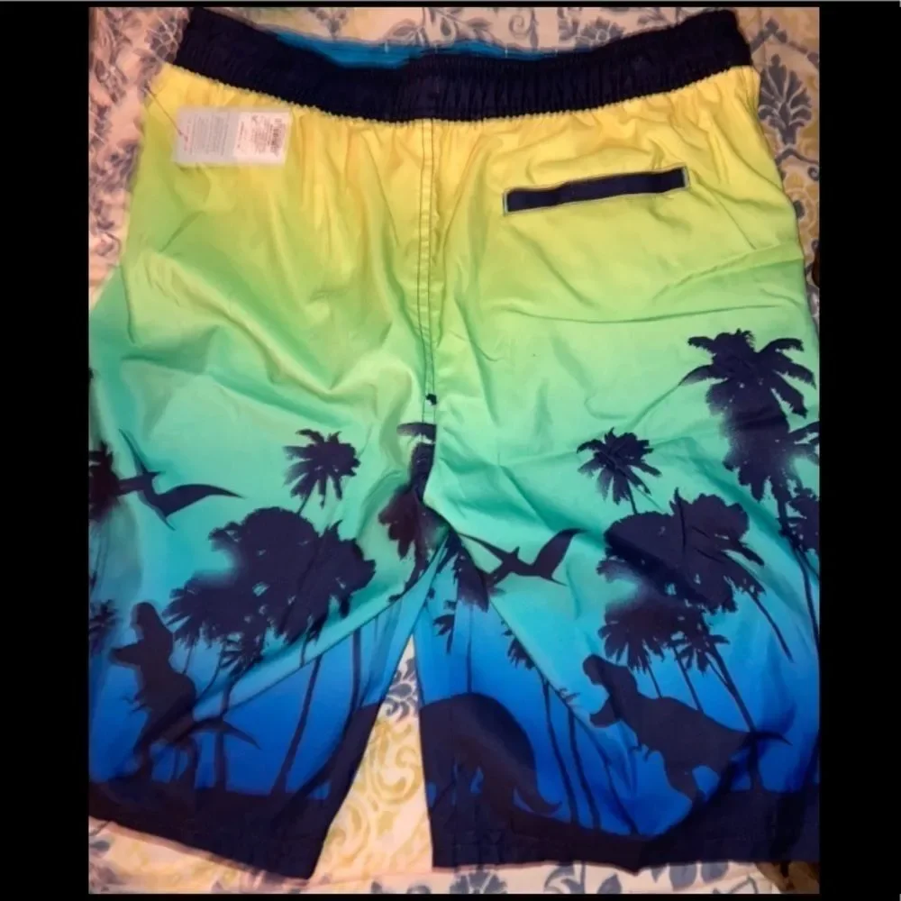 🎉 HP 🎉 NWT NEW  Boys' Neon Sharks Swim Trunks - Picture 3 of 7